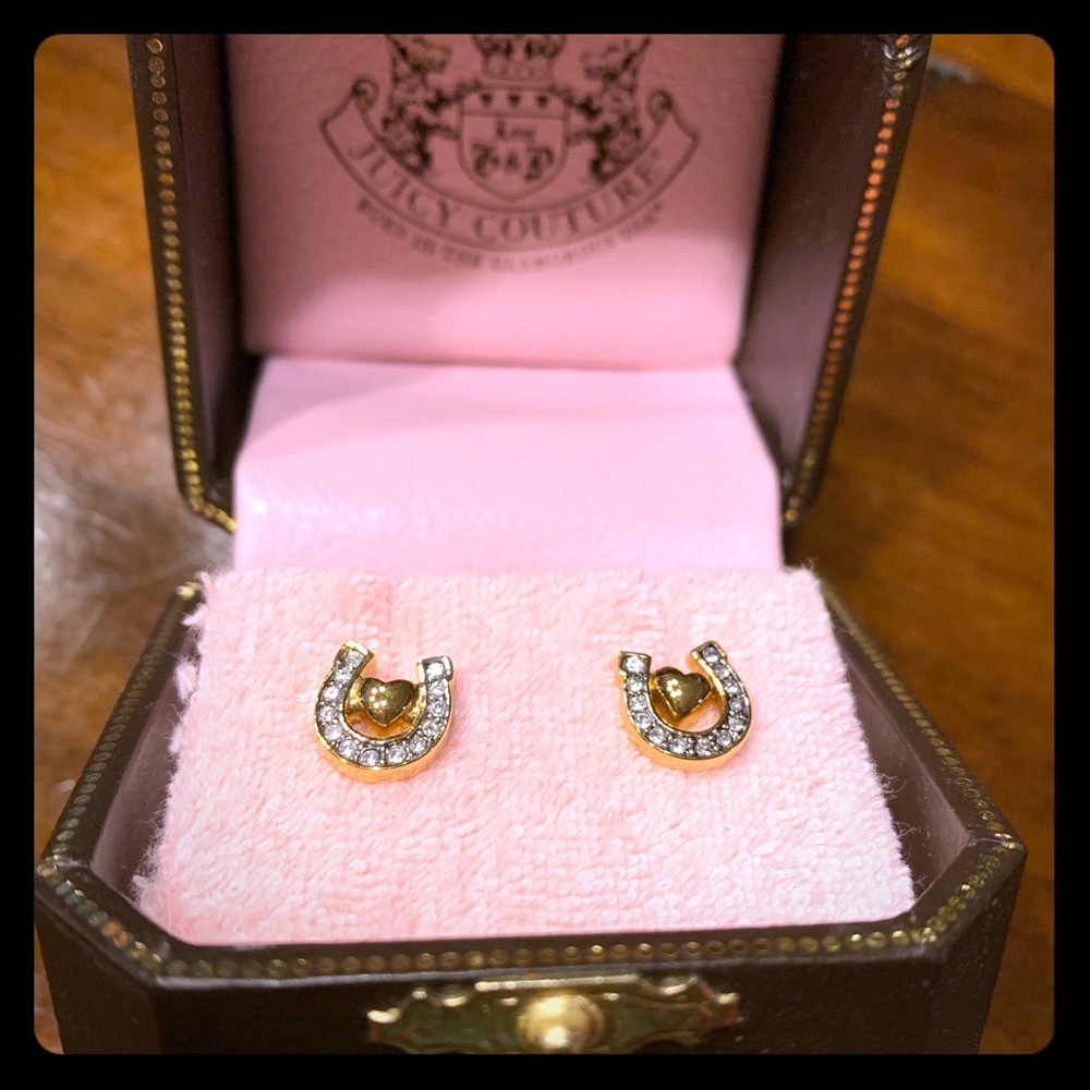 Juicy Couture Horseshoe Diamond Heart Earrings